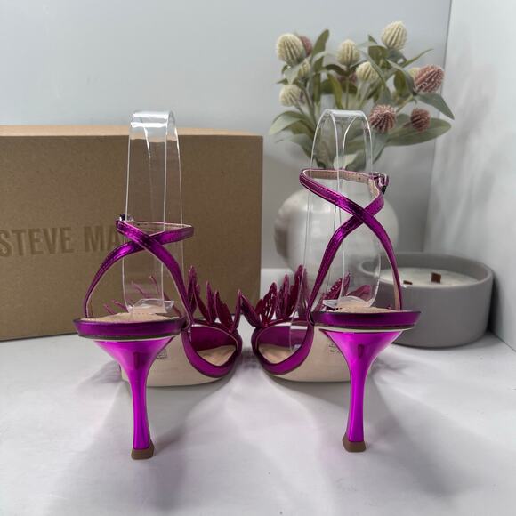 Steve Madden Azariah Leather Fuchsia Butterfly Heel Sandals Women's 6M NWB - Picture 4 of 11